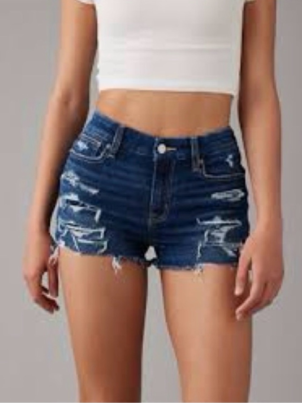 AE high-Rise Distressed Denim Shortie shorts